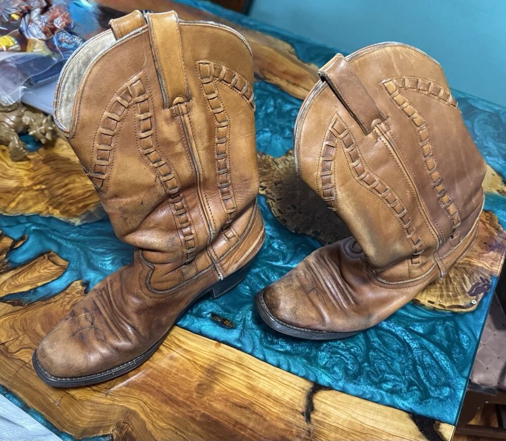 DURANGO Tan Leather Cowboy Western Boots Womens Size 7.5 M Cowgirl RD5002